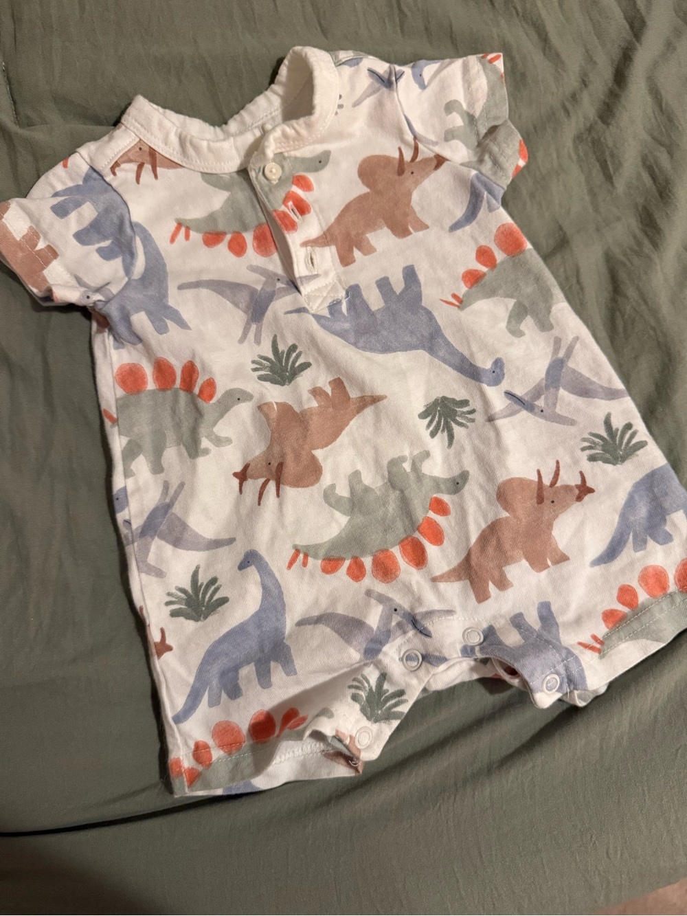 Carter's White Baby One-Piece with Pastel Dinosaur Print